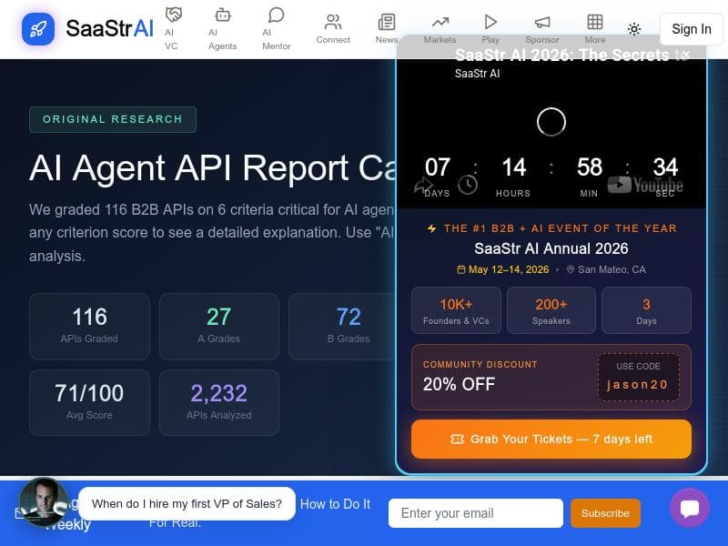 Agentic API Grader by SaaStr.ai